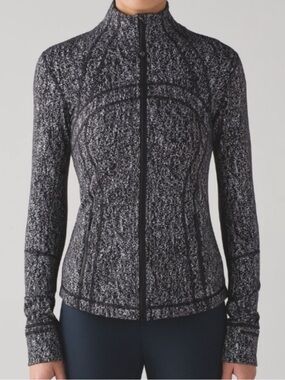 Lululemon Heathered Black & White Zip-Up Active Jacket